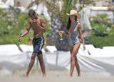 Cheryl Cole in swimsuit and Ashley Cole on the beach and at the pool in Costa del Sol
